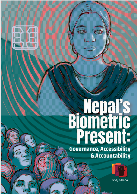 Nepal's Biometric Present  report cover illustration by Supriya Manandhar
